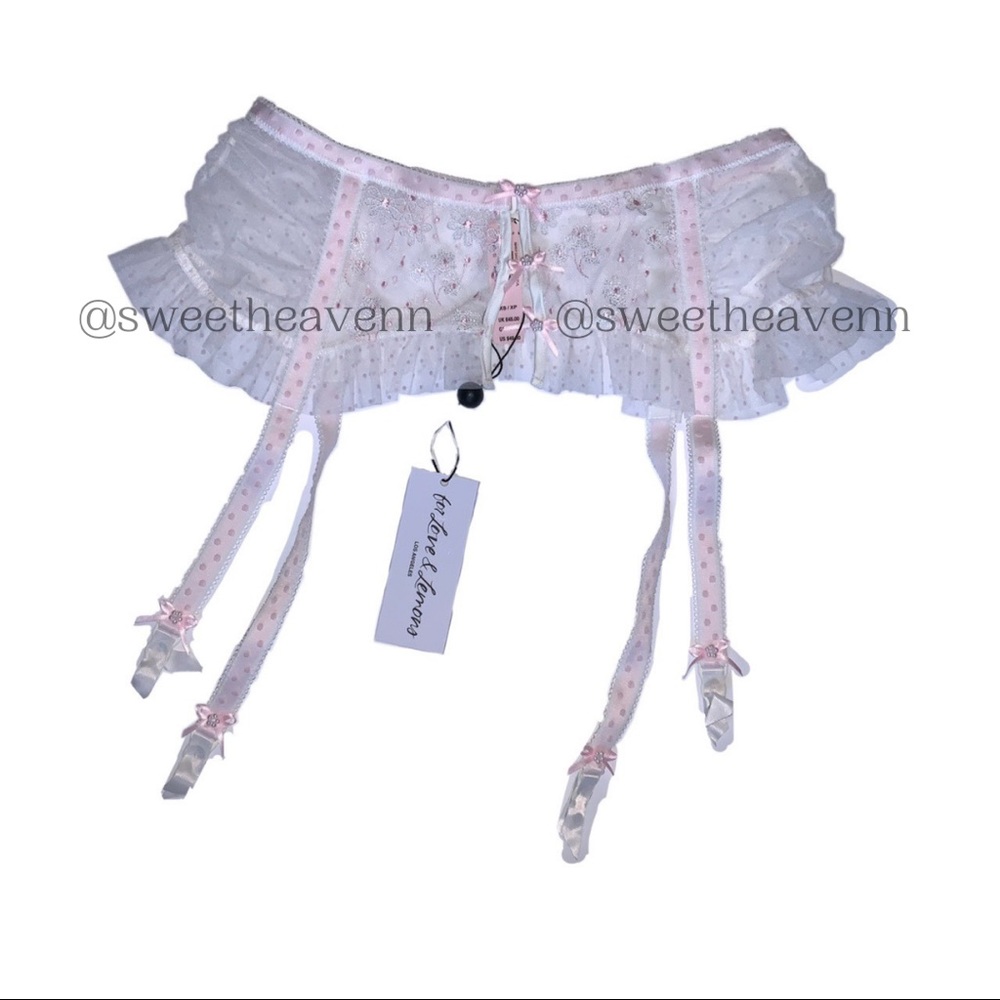 For Love & Lemons Evie Garter - Sizes XXS-M - Victoria's Secret Pink White Lace